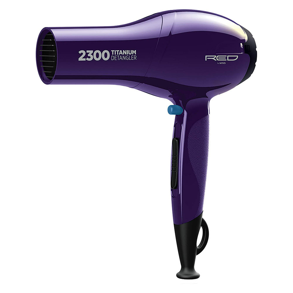 Kiss Red 2300W Titanium Detangler Hair Dryer with 3 Attachments Fast Drying Smoothness and Frizz Control 1Ea